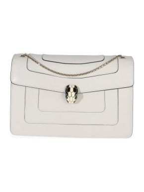 Bvlgari White Smooth Calfskin Serpenti Forever Shoulder Bag