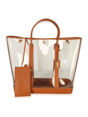Saint Laurent Brown Calfskin Vinyl Cabas Tote