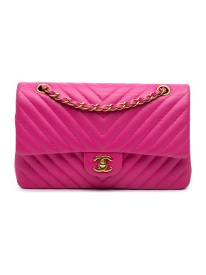 Chanel Pink Medium Classic Chevron Lambskin Double Flap