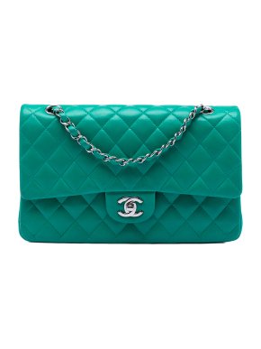 Chanel Green Medium Classic Lambskin Double Flap