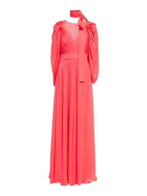Elie Saab Pleated Silk Chiffon Gown