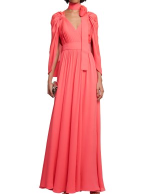 Elie Saab Pleated Silk Chiffon Gown