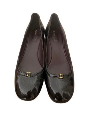 Chloe Black Patent Leather Marcie Flats