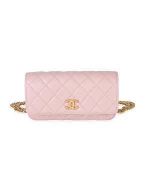 Chanel  Quilted Caviar Sweetheart Phone Holder With Chain