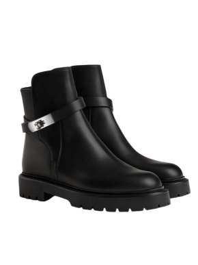 Hermes Hemres Black Leather Jeff Ankle Boots