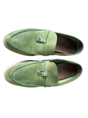Loro Piana Green Suede Summer Charms Loafers 1