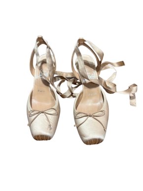 Louboutin Satin Heeled Ballet Pump Sandals
