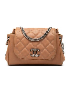 Chanel Tan Washed Lambskin Bijoux Chain Accordion Flap