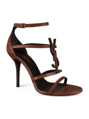 Saint Laurent Brown Leather Cassandre Heels