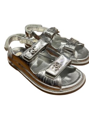 Chanel Silver Dad Sandals