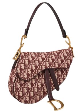 Dior Burgundy Canvas Saddle Bag