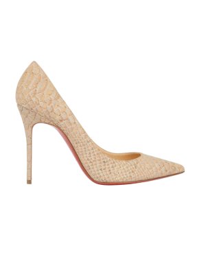 Louboutin Beige Python Print Pumps