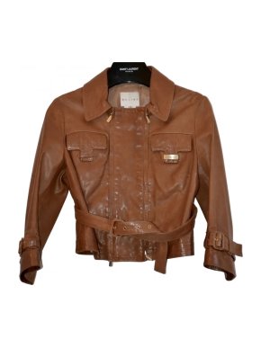 Celine Tan Leather Cropped Jacket