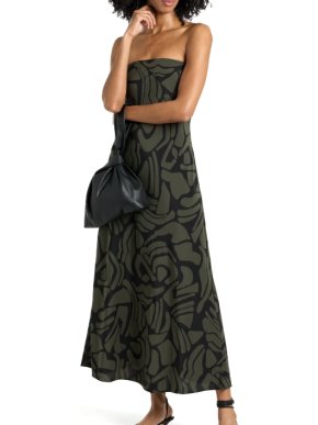 Matteau Strapless Printed Silk Crepe De Chine Maxi Dress