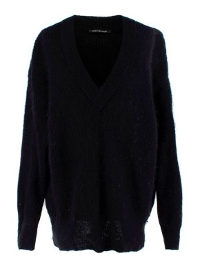 Luisa Cerrano Black Mohair V-Neck Sweater