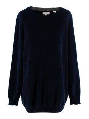 Chinti and Parker Navy Cashmere Round Neck Sweater