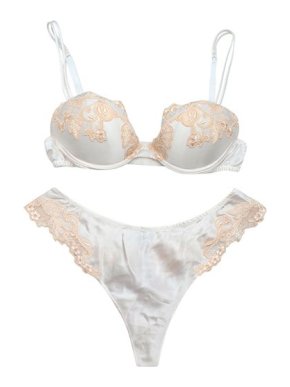 La Perla White Silk Frastaglio Lace Bra & Briefs