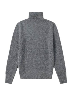 Ami Charcoal Alpaca Blend Knitted Polo Neck Sweater