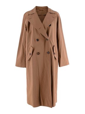 Brunello Cucinelli Light Brown Gabardine Double-Breasted Trench Coat