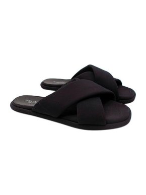 Rosetta Getty Black Cross-Strap Sliders