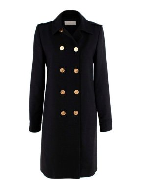 Chloe Black Wool Double Breasted Military Coat