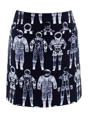 Chanel Ground Control Black & White Astronaut Printed Mini Skirt