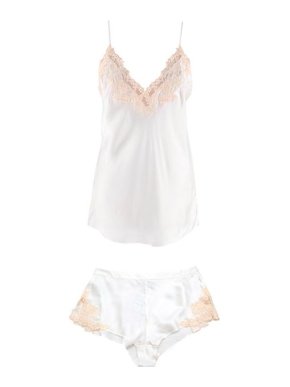 La Perla White Silk Satin Frastaglio Lace Camisole & French Knickers