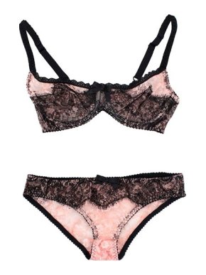 Agent Provocateur Francoise Black and Pink Lace Lingerie Set