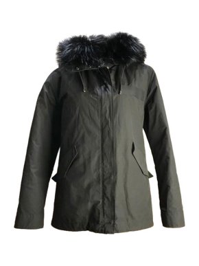 Yves Salomon Black Fox Fur Lined Hooded Parka
