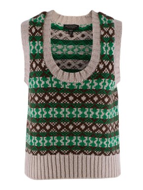 Burberry Green, Brown & Beige Fairisle Knitted Vest