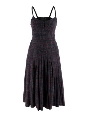 Bottega Veneta  Wool Plaid Laced Back Dress 1