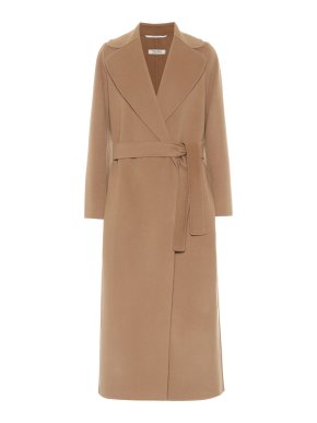 MaxMara Camel Wool Poldo Wrap Belted Coat