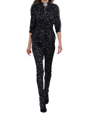 Balenciaga Runway Black Spandex Sparkle Print Top & Pants 1