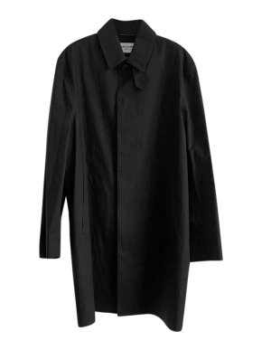 Saint Laurent Black Cotton Garbardine Car Coat