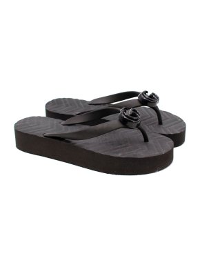 Gucci Black Foam Rubber GG Thong Pascar Sandals