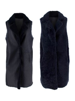 Yves Salomon Navy Lambskin & Shearling Reversible Gilet