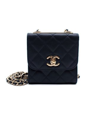 Chanel Dark Navy Quilted Leather Mini Trendy CC Crossbody Bag