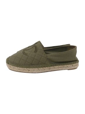 Chanel Quilted Khaki Canvas CC Espadrilles