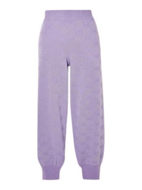 Gucci Metallic Wool-blend Jacquard Track Pants in Lilac