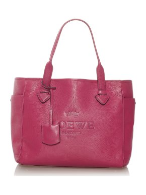 Loewe Fuchsia Leather Heritage Logo Embossed Tote Bag