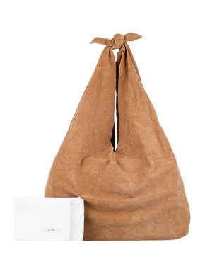 The Row Tan Suede Bindle Soft Tote Bag