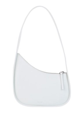 White Leather Half Moon Bag
