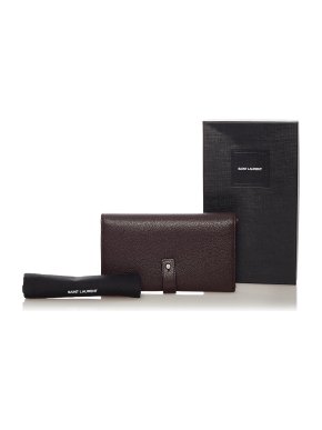 Saint Laurent Burgundy Leather Sac du Jour Long Wallet