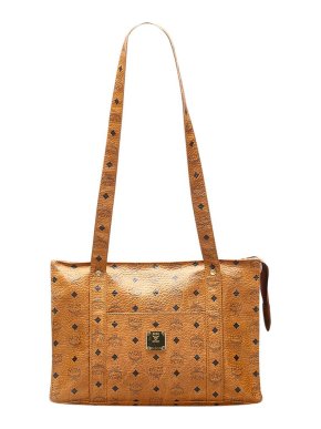 MCM Cognac-Brown Visetos Leather Bag
