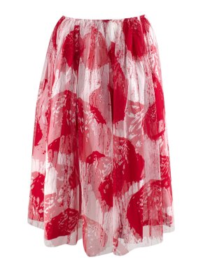 Comme des Garcons Red & White Printed Tulle Skirt