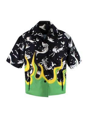 Prada Black Printed Short Sleeve Padded Jacket