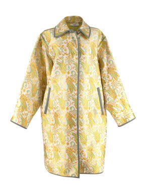 Prada Yellow & Green Brocade Jacquard Coat