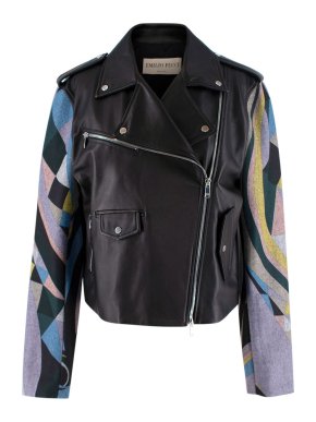Emilio Pucci Printed Wool Sleeve Biker Jacket