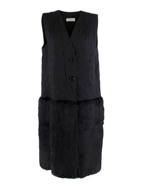 Dries Van Noten Black Jacquard Gilet with Shearling Hem