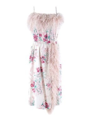 Prada Pink Marabou-Trimmed Dress